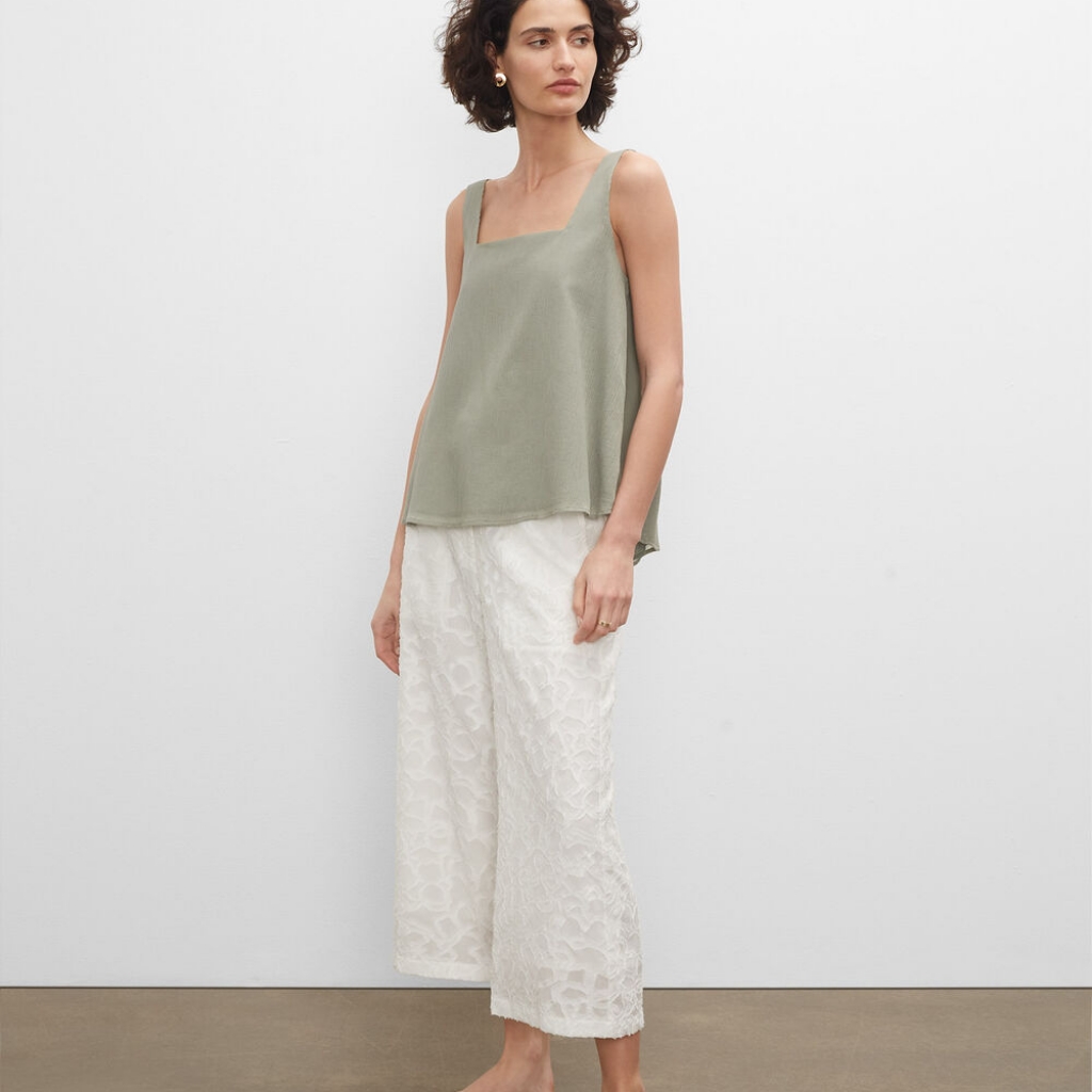 Club Monaco Textured Wide Leg Cropped Pant Nwt